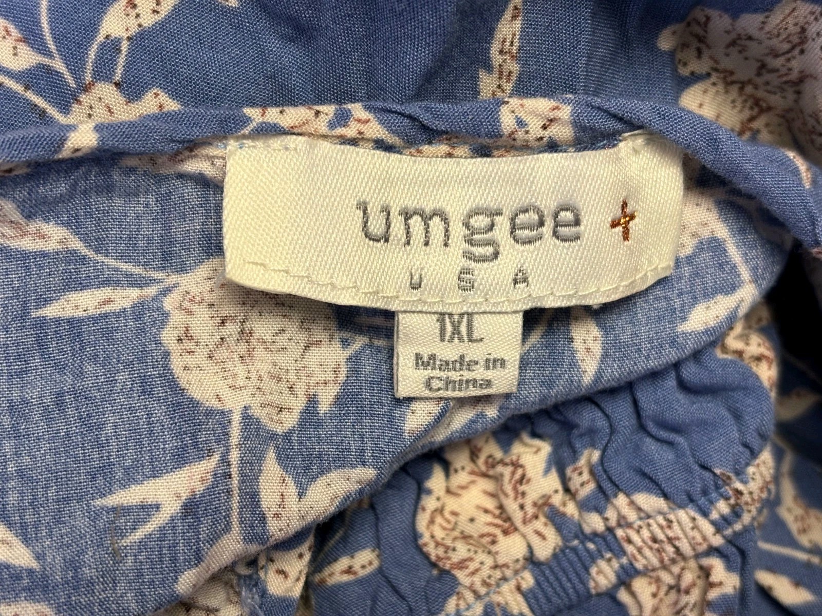 Umgee Romantic Floral Mini Tunic Dress Womens Size 1XL Smock Ruffle Fairycore
