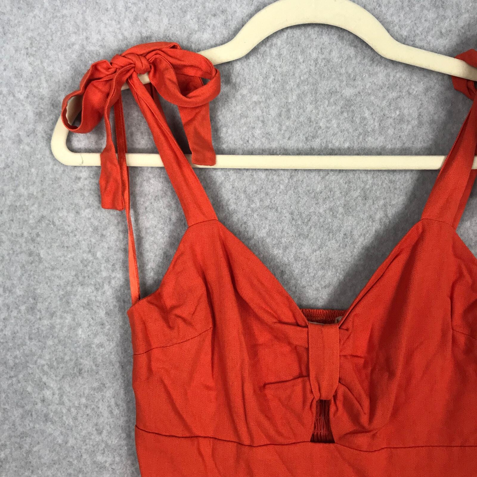 Monteau Dress Womens Small Orange Strap Tie Bow Western Preppy Festival Rodeo