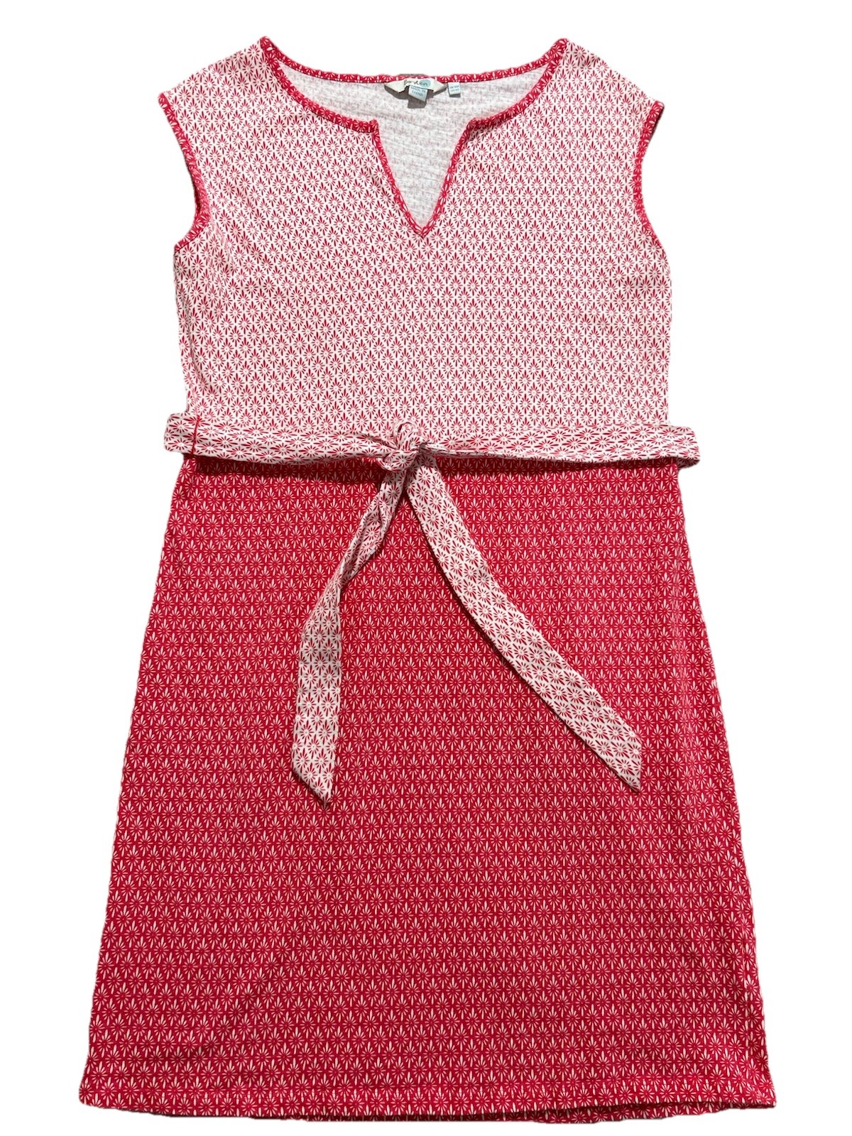 Boden Women’s US 6R Notch Neck Jersey Sleeveless Dress Belt Cottage core