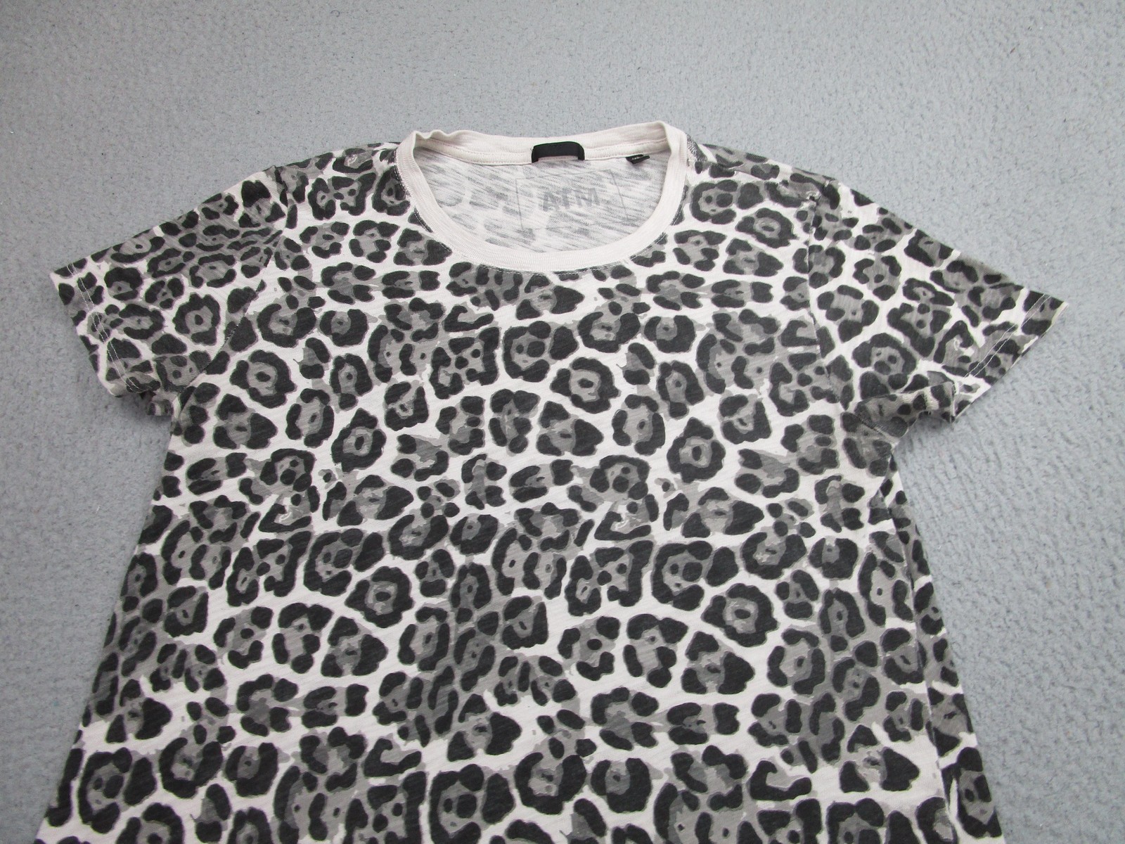 ATM Anthony Thomas Melillo Dress Womens Large Gray Black Leopard Print Crewneck