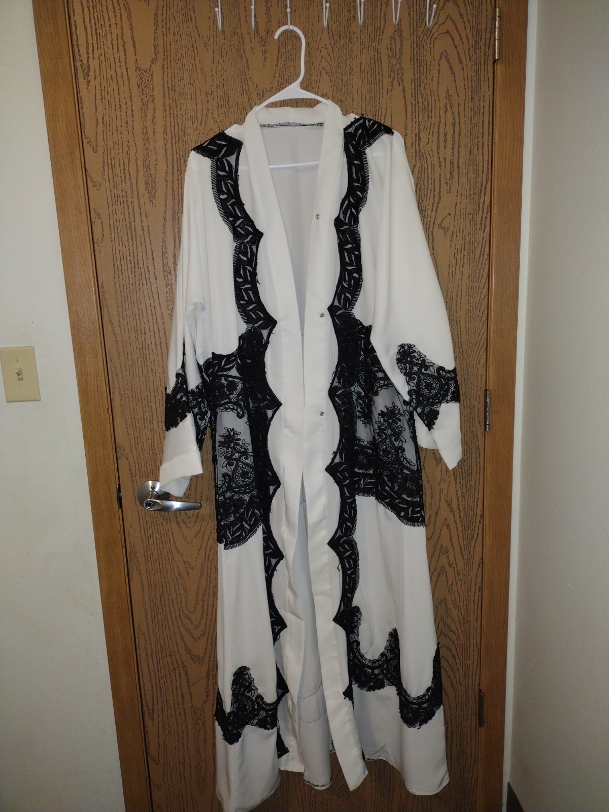 Open Abaya White And Black For Muslim Women Clothing