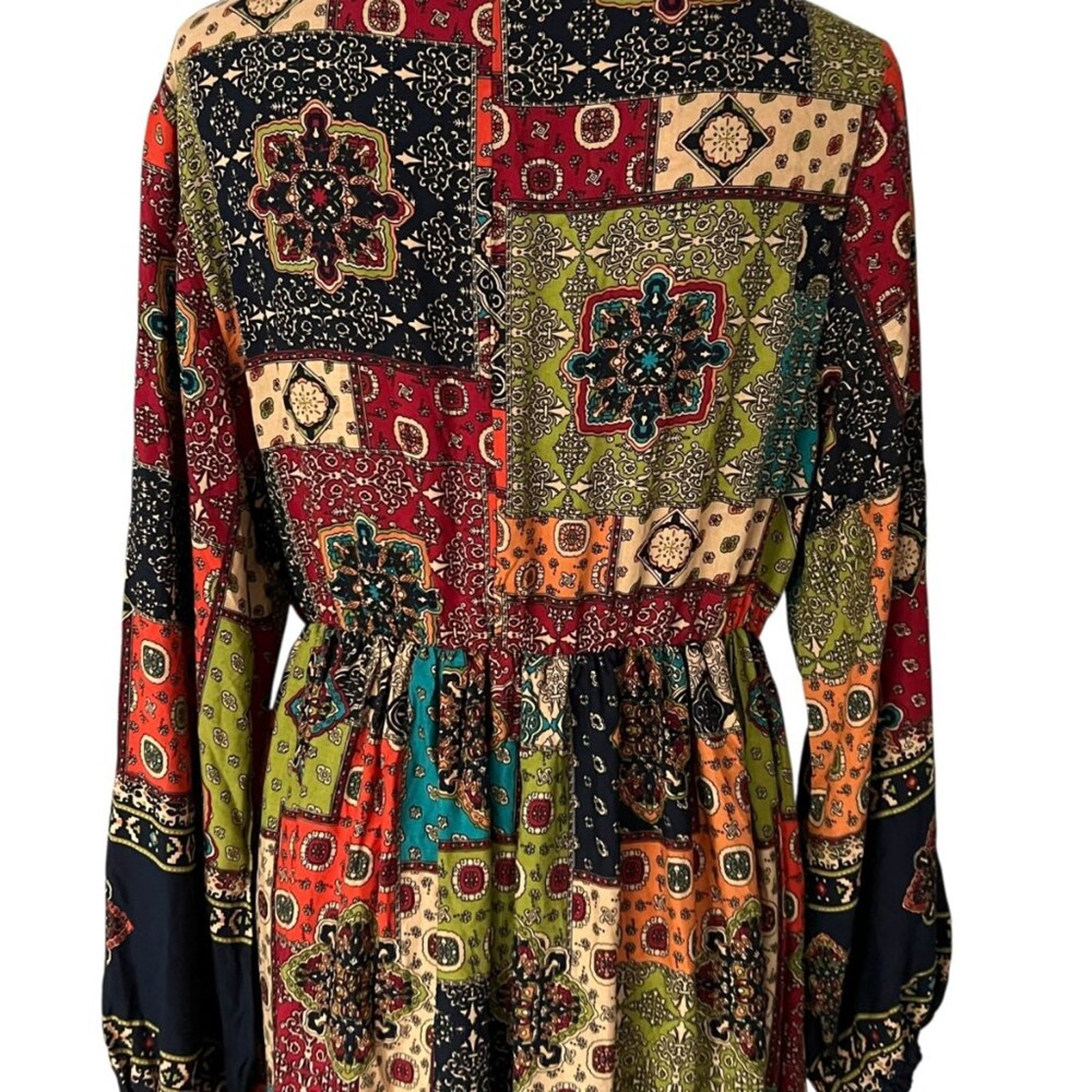 Boho Dress XL Summer Patchwork Fall 0X Dress Vintage Style Bohemian 14 Dress XXL