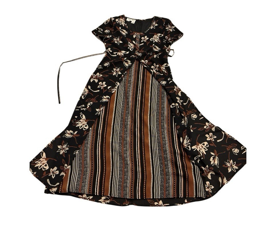 Vtg 80’s Betsy Lauren LOVELY Multi Floral Tapestry Detail Button Zip Dress 10