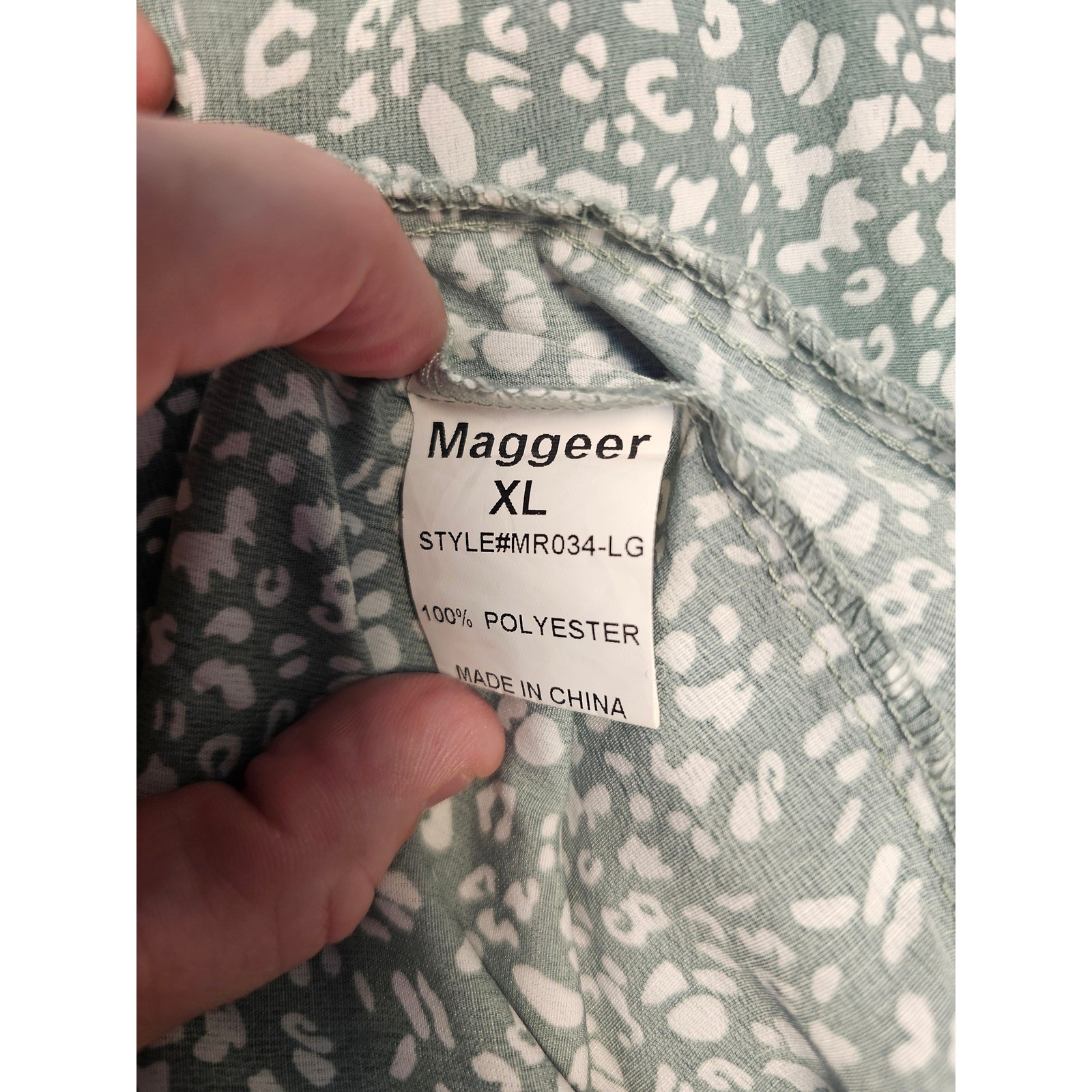 Cottagecore Maggeer Smocked Tiered Midi Dress Womens XL Sage Green Animal Print