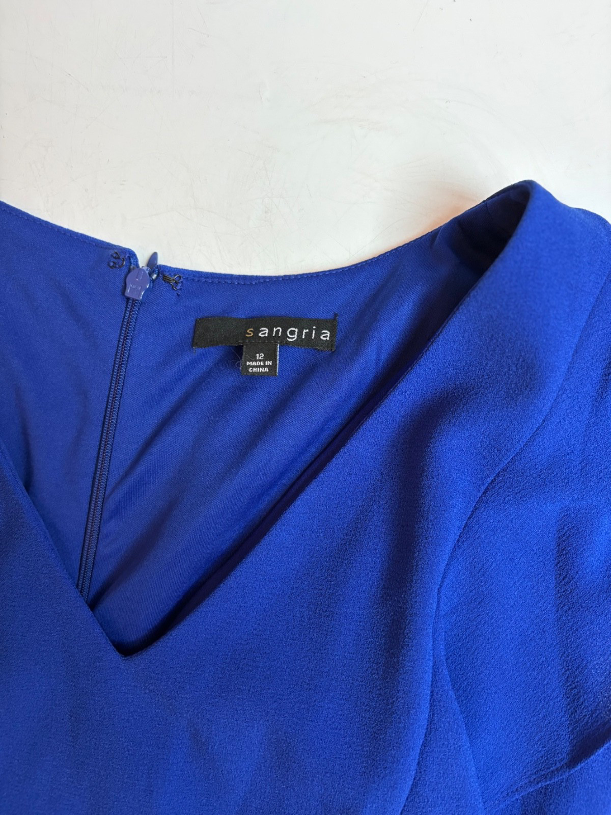 Sangria Women’s Cobalt Blue Ruffle Sleeve Sheath Dress Size 12 NWT Cocktail