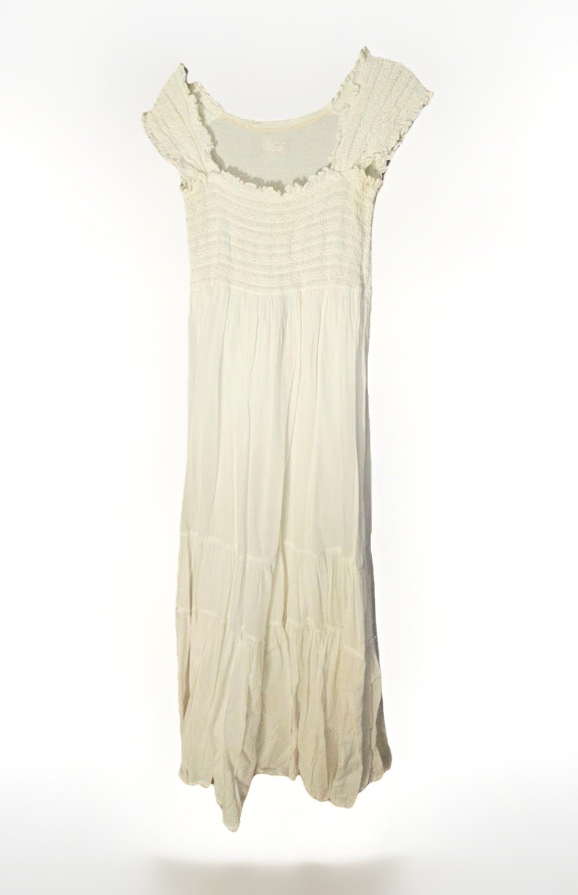 Hard Tail Smocked White Dress. Size Large. Midi Length. Great Condition.