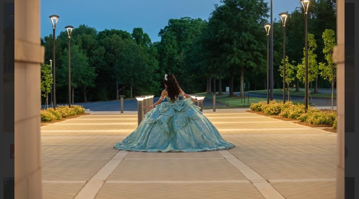 Sage quinceanera dress