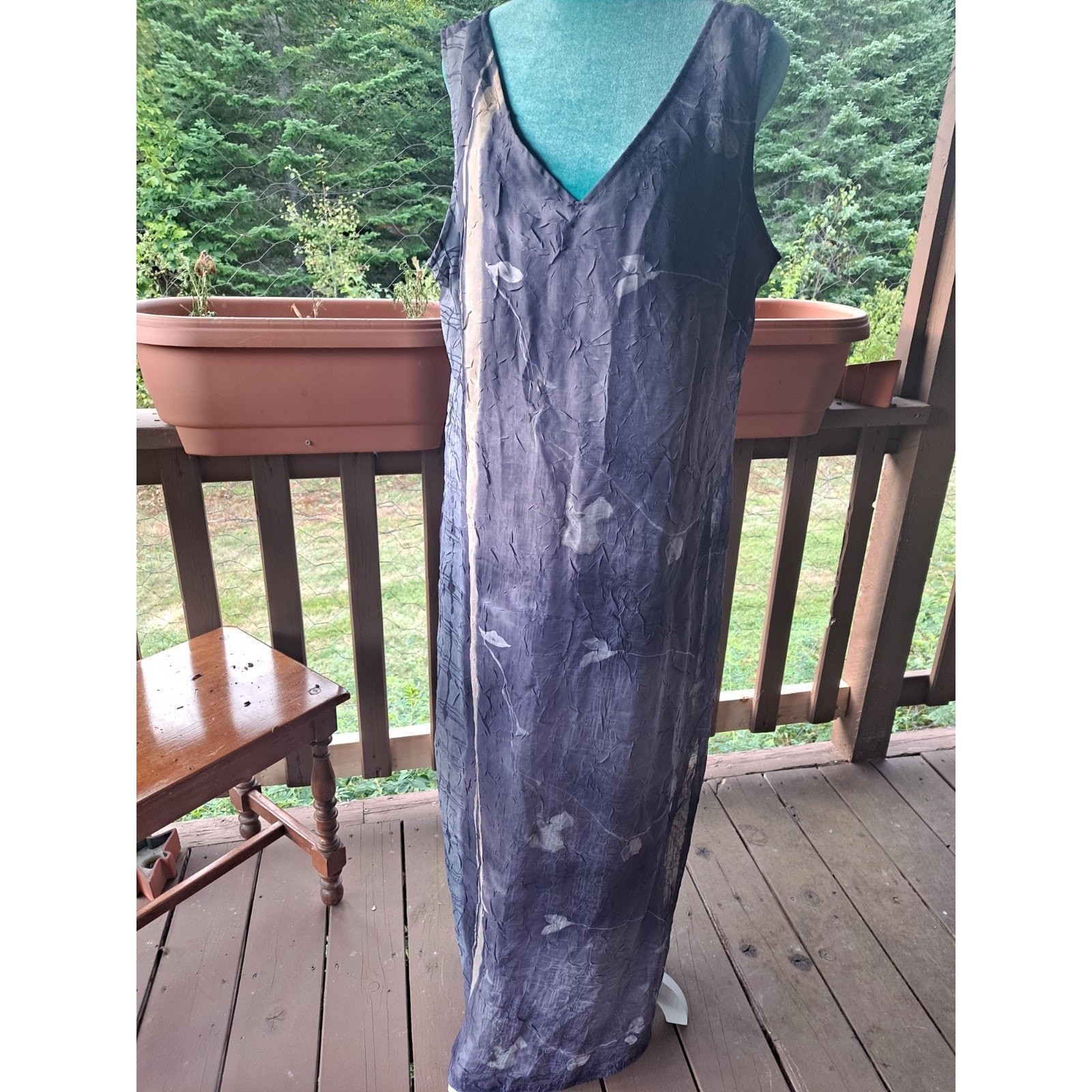 VTG Y2K Barbara Lerner Maxi Dress Blue Purple Pattern Boho minimalist Size XL