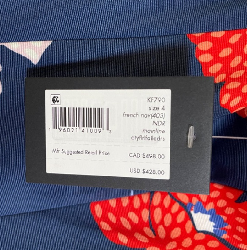 Kate Spade Dotty Floral Faille Cocktail Dress in French Navy sz 4, 6, 10 $498