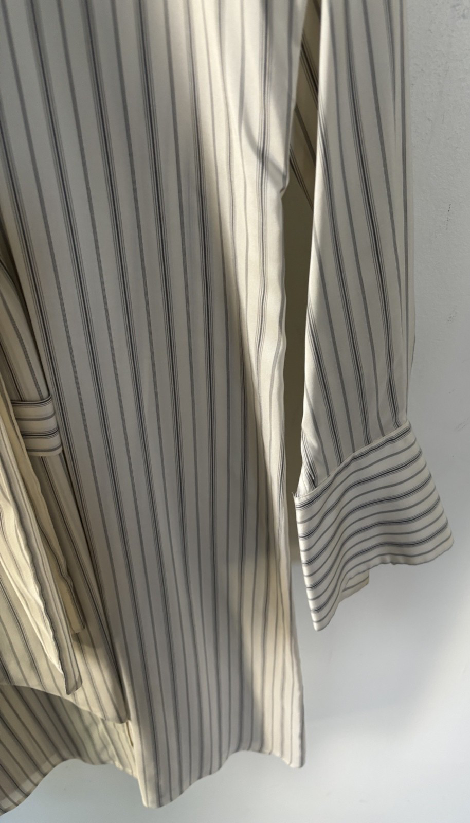 Maison Margiela grey Striped Midi Silk Shirt Dress Sz 1 xs OVERSIZED ITALY
