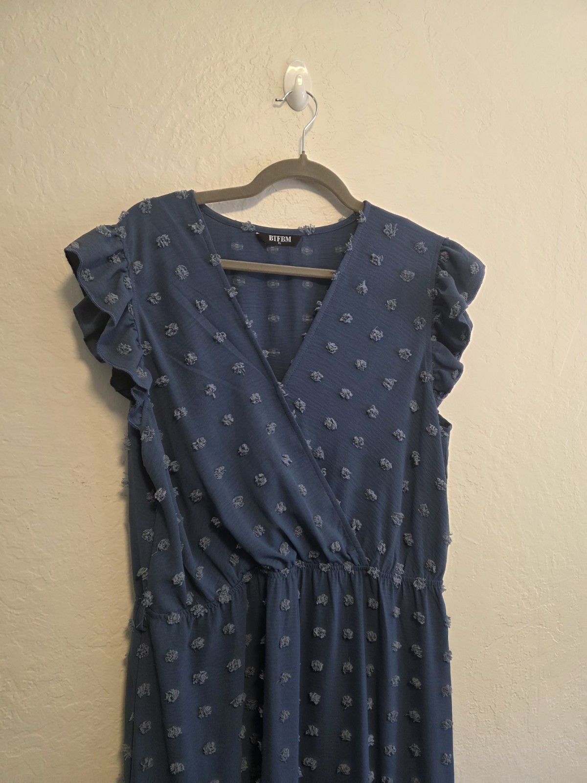 BTFBM Boho Cottagecore Cap Sleeve Swiss Dot Flowy Ruffle Sz XL