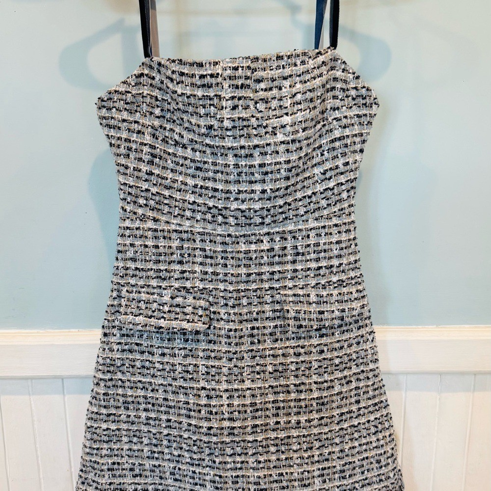 Avantlook Tweed Dress – blue, black, and White