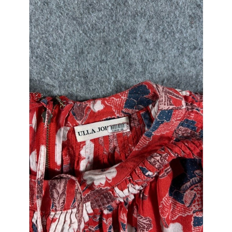 Ulla Johnson Floral Voile Lottie Smocked Dress Womens XS Red Boho Cottagecore