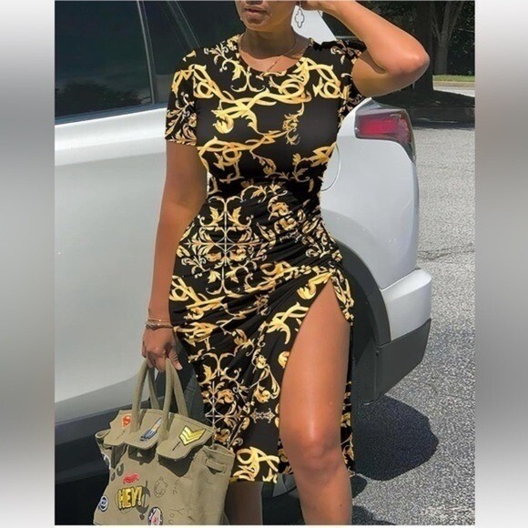 Sexy Bodycon Side Split Folds Drawstring Fashion Streetwear Casual M