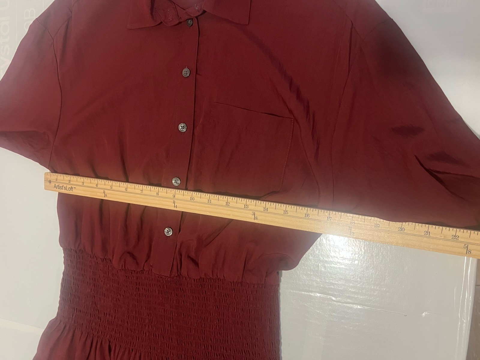 Women’s Collared Long Sleeve Smocked Midi Shirtdress – Future Collective Sz S