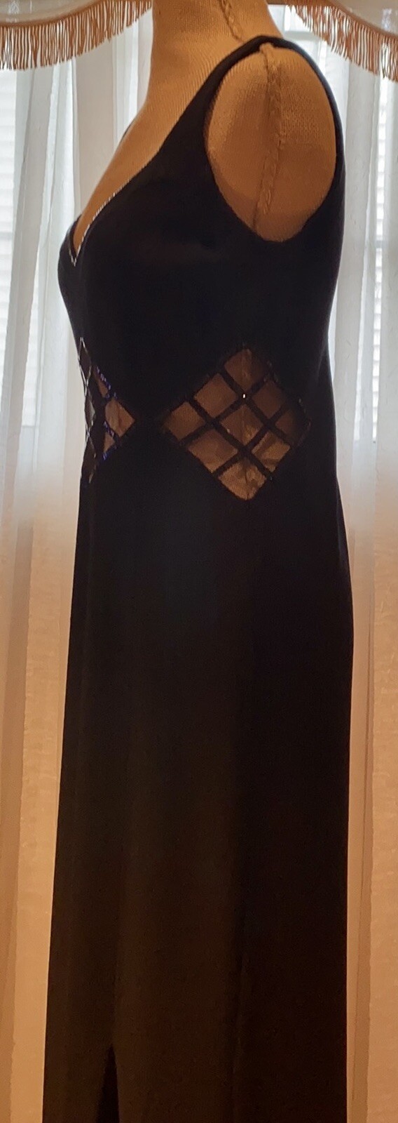 FABULOUS EVENING DRESS, JERSEY, COMBINATION OF SEQUIN MESH FABRIC, STRETCHY , EL