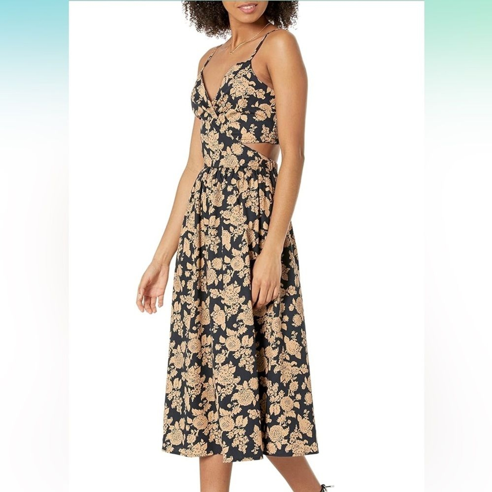 The Drop Women’s Makenna Strappy Cross-Front Smocked-Back Midi Dress Size M EUC