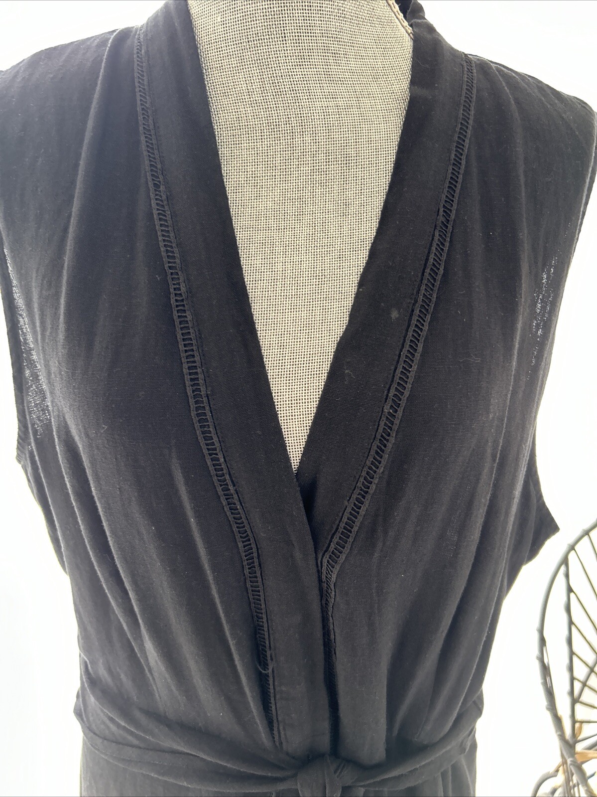 Nicole Miller Black Midi Dress. Ruffled On The Bottom. Front Snap Closure.