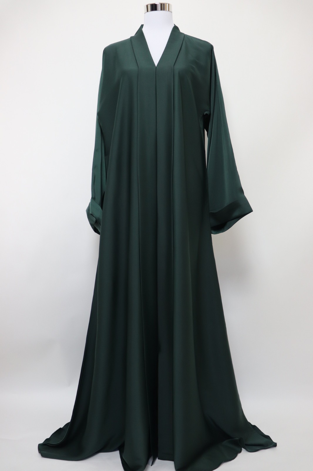 Dubai Abaya Closed Crinkle Semi Flare Umbrella Muslim Modest Dress Emerald