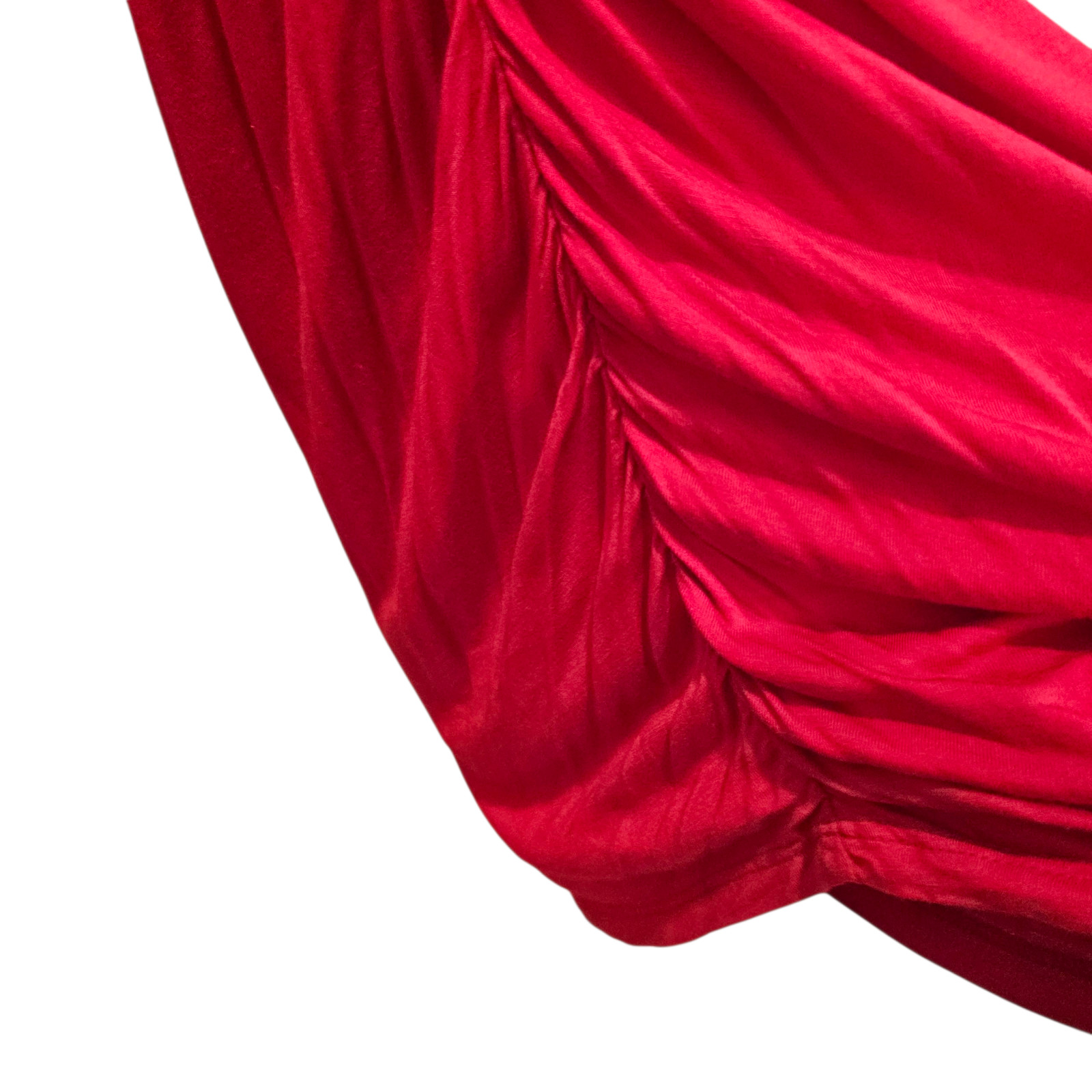 Ambiance Apparel Red Cowl Neck Draped Bodycon Dress Women’s Large Ruched Sides
