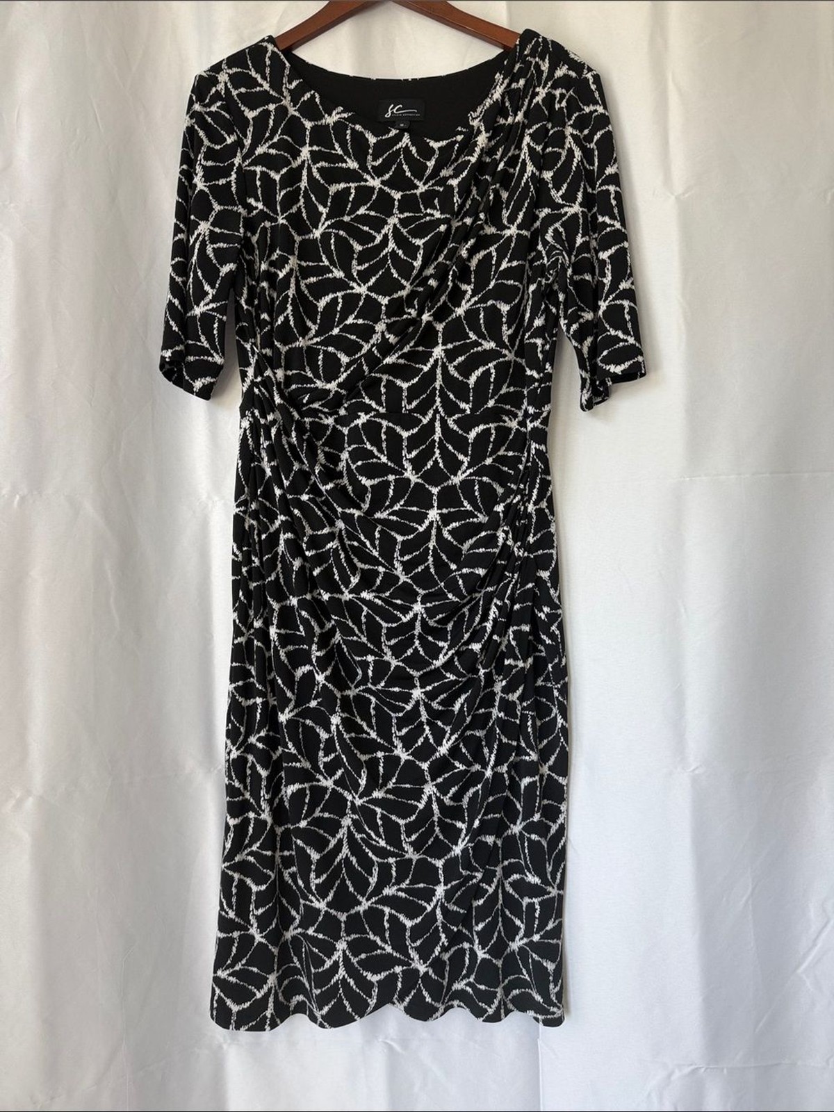 Elegant Black and White Printed Midi Dress by Kasper