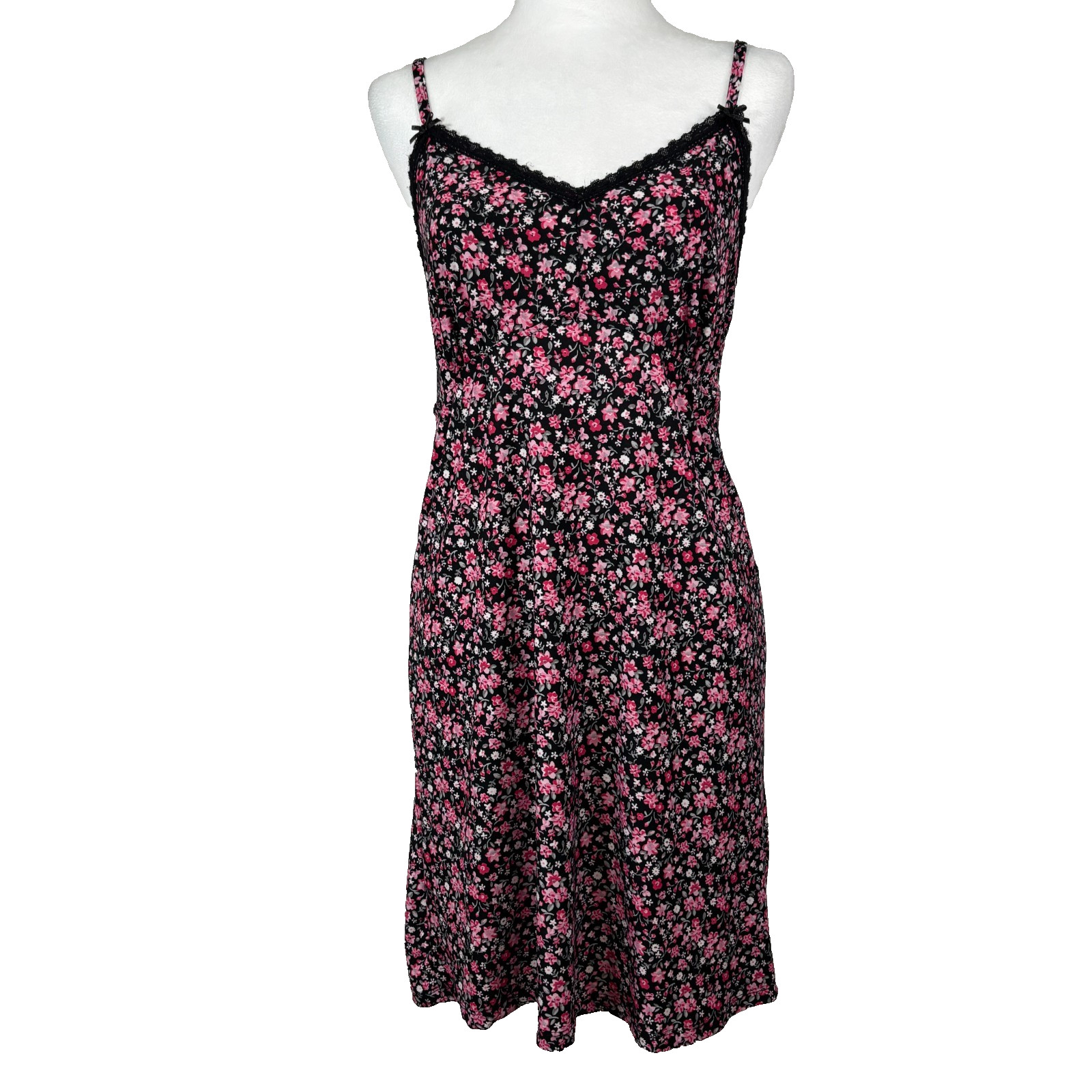 Rene Rofe Babydoll Mini Dress Women’s Medium Black Floral Cottage Y2K Coquette