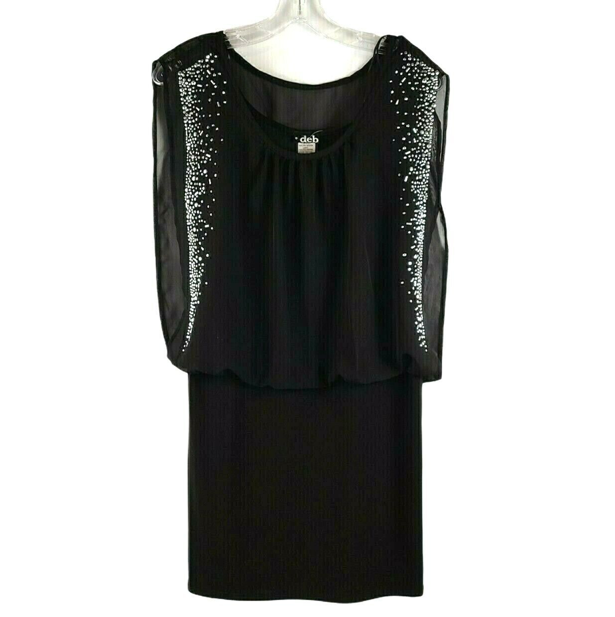 Womens Blouson Mini Skirt Dress Layered Tank Black Flowing Top Stretch Bottom M