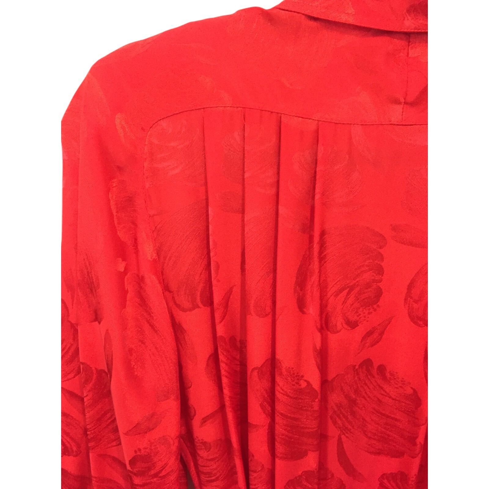 Argenti Pure Collared Long Sleeve Red Dress Long Sleeve Pleated Women’s US 4