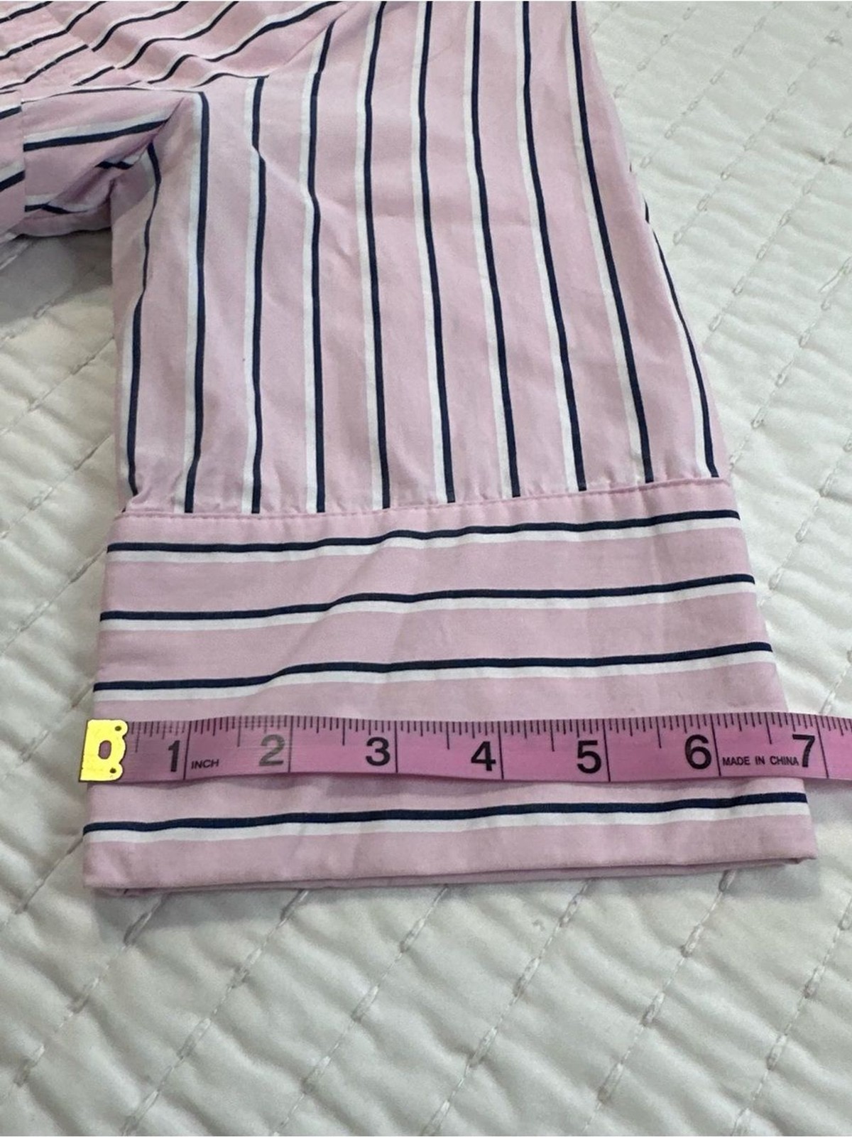 Entro Pink White and Navy Parker Striped Ruffle-Hem Mini Shirt Dress Size S