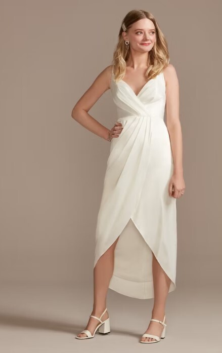 DB STUDIO hand-pleated spaghetti strap charmeuse women’s dress wedding Size 14