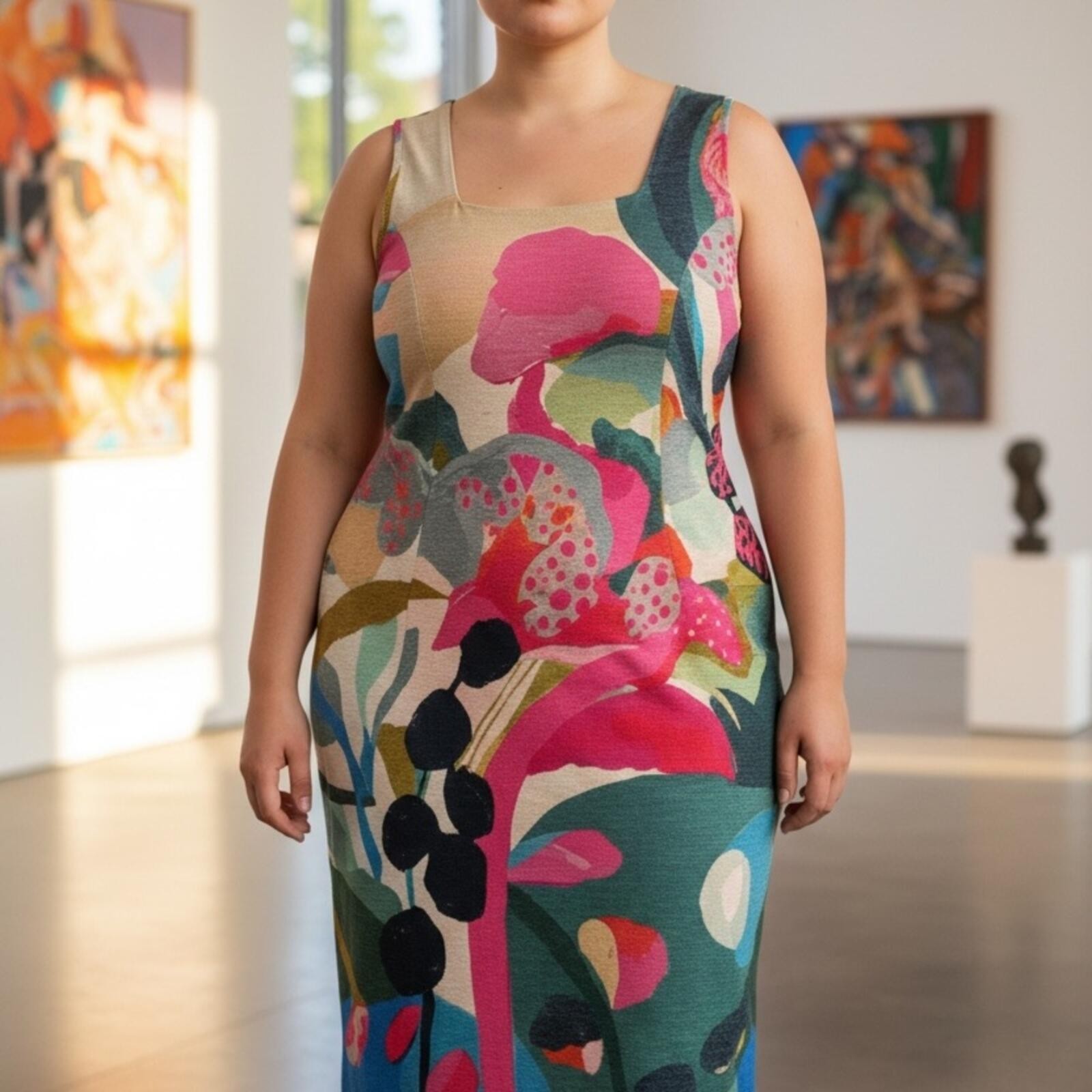 Colorful Floral Midi Dress