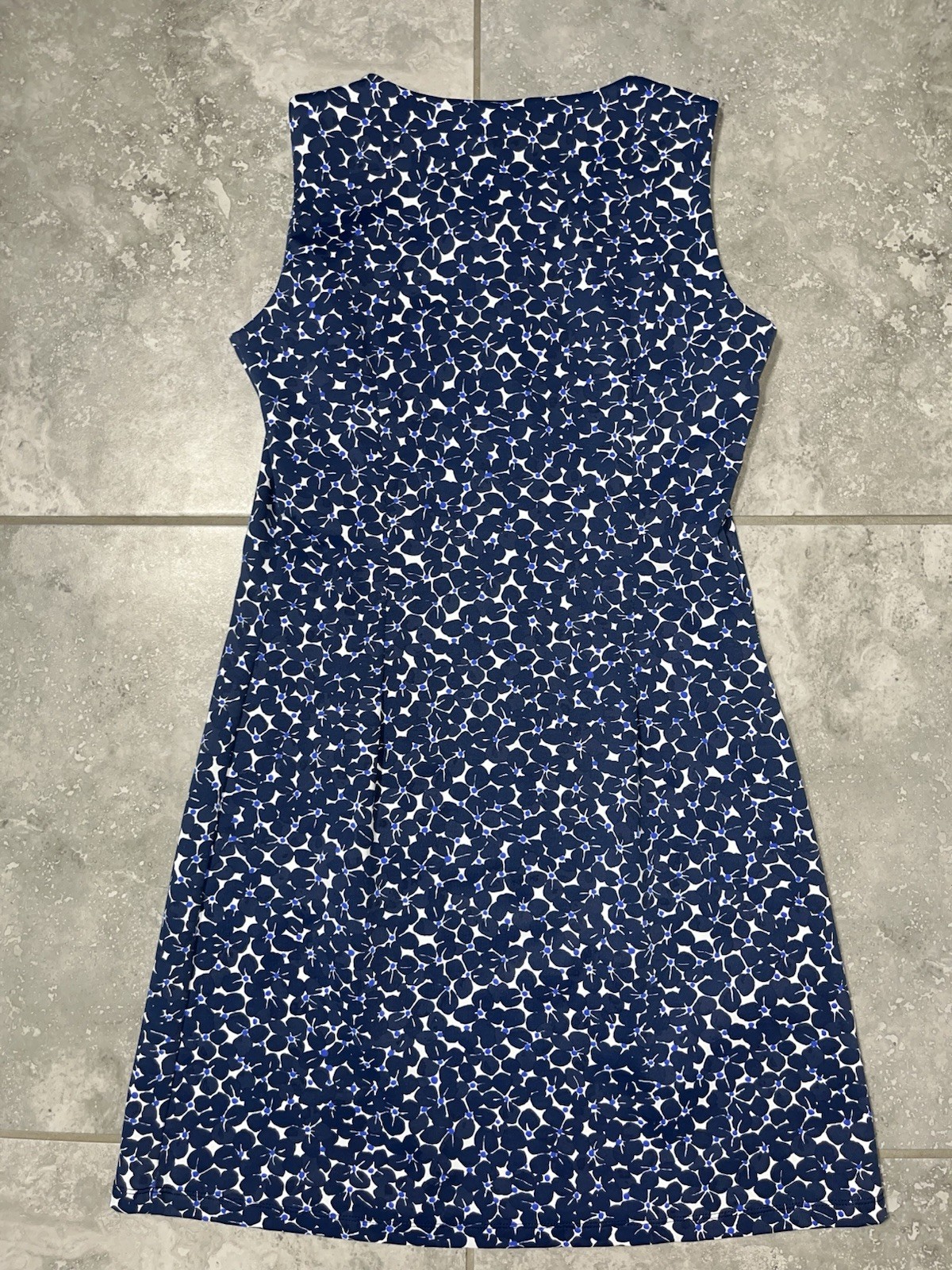MAHI GOLD Sleeveless Blue Floral Stretch Nylon Jersey Mini Sheath Shift Dress S