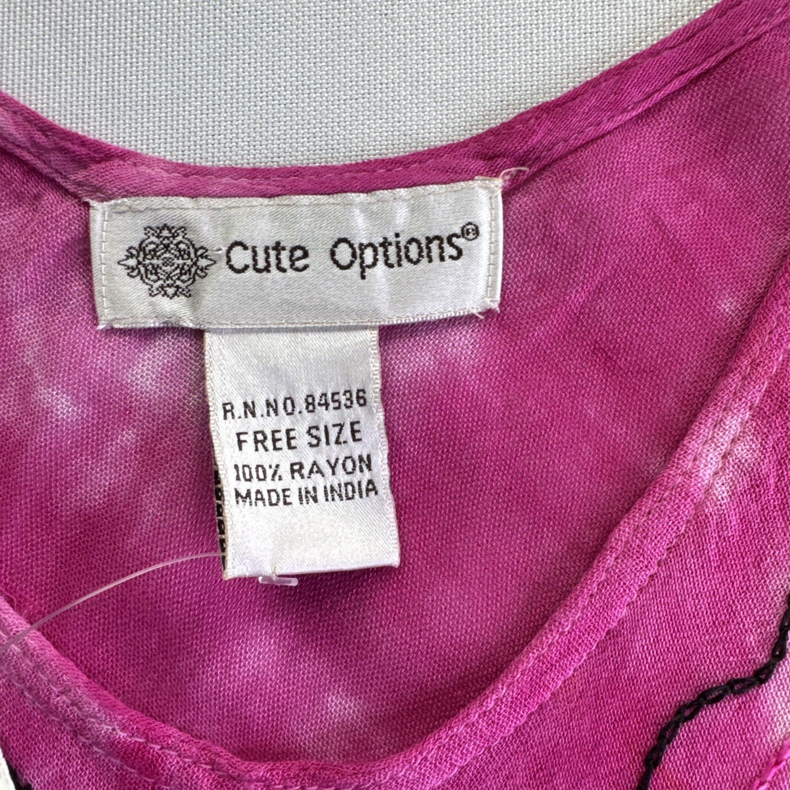 Cute Options Bohemian Sundress Free Size Pink Multi Tie Dye Embroidered #0284
