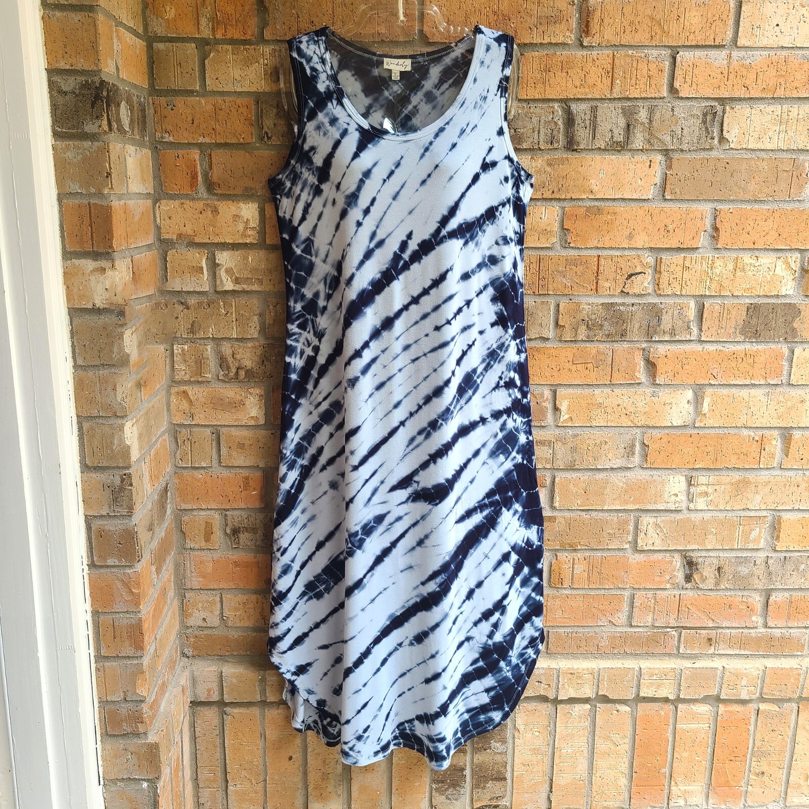 Wonderly Women’s Size L Tie Dye Casual Maxi Tank Dress Sleeveless Round Neck