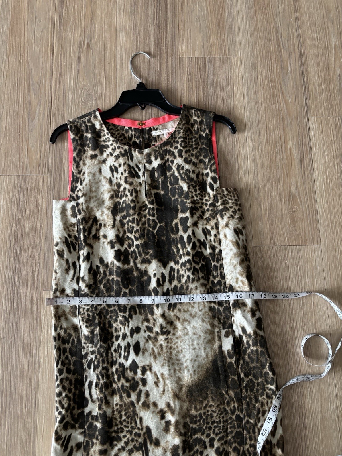 MAJE Leopard Print Mini Dress Linen Blend Shift Sleeveless Medium Retro Mob Wife