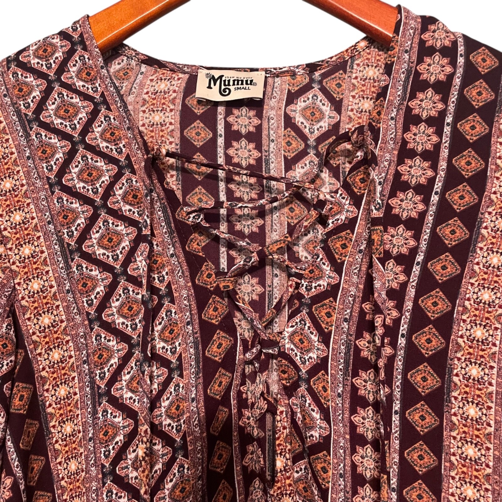 Show Me Your MuMu Thunderbird Tunic Peasant Blouse Mini Dress Size S Festival