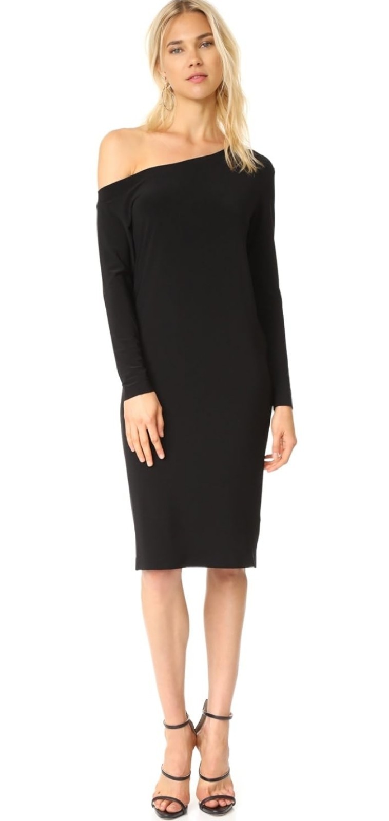 Norma Kamali Long Sleeve Drop Shoulder Dress Women, Size Large, Black