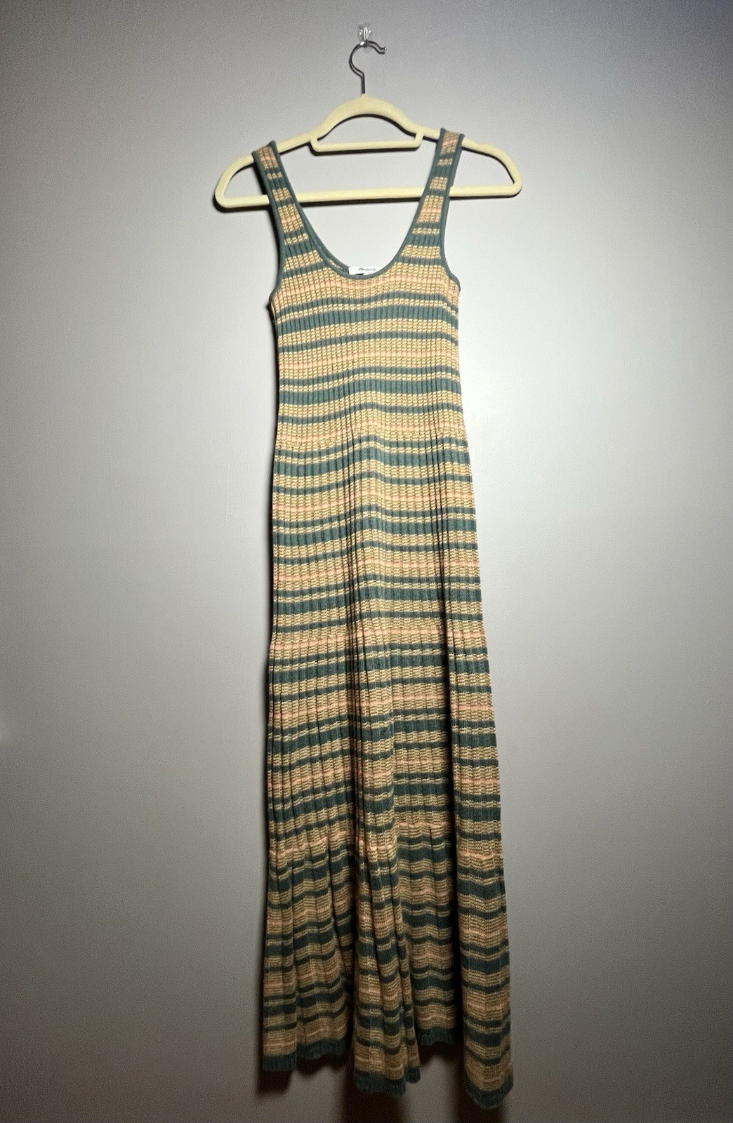 Madewell Knit Striped Maxi Dress in size XS Green Beige Pink