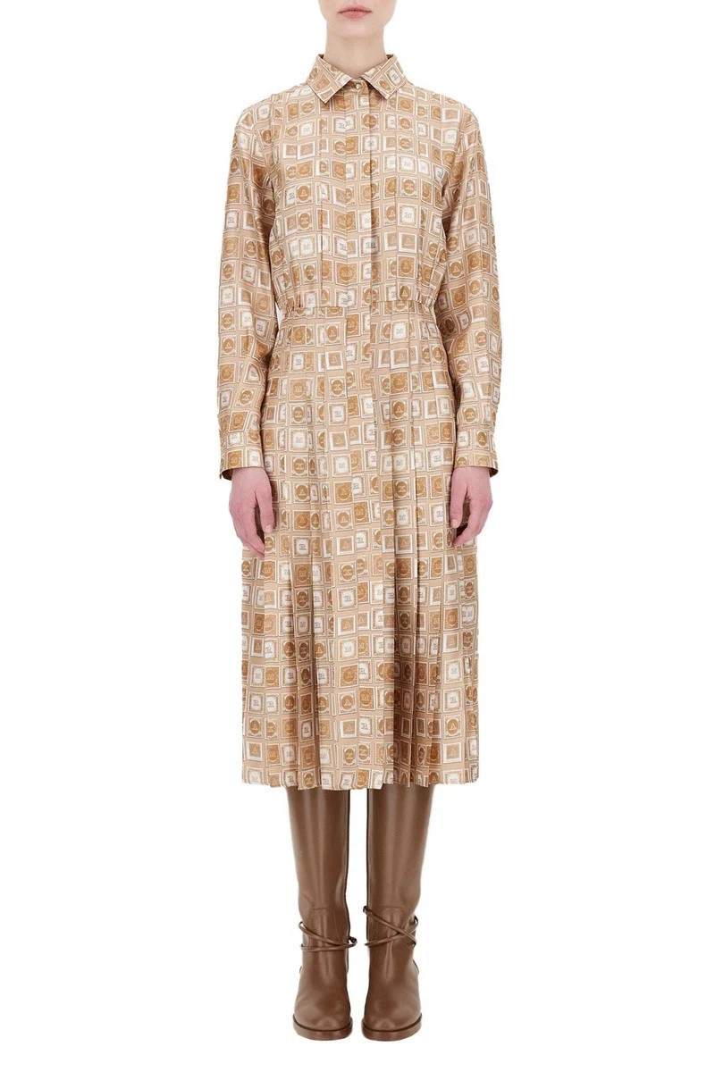 ✨MAX MARA Logo Printed Pleated Dress 36IT, 32De, 34Fr, 2US, 4GB