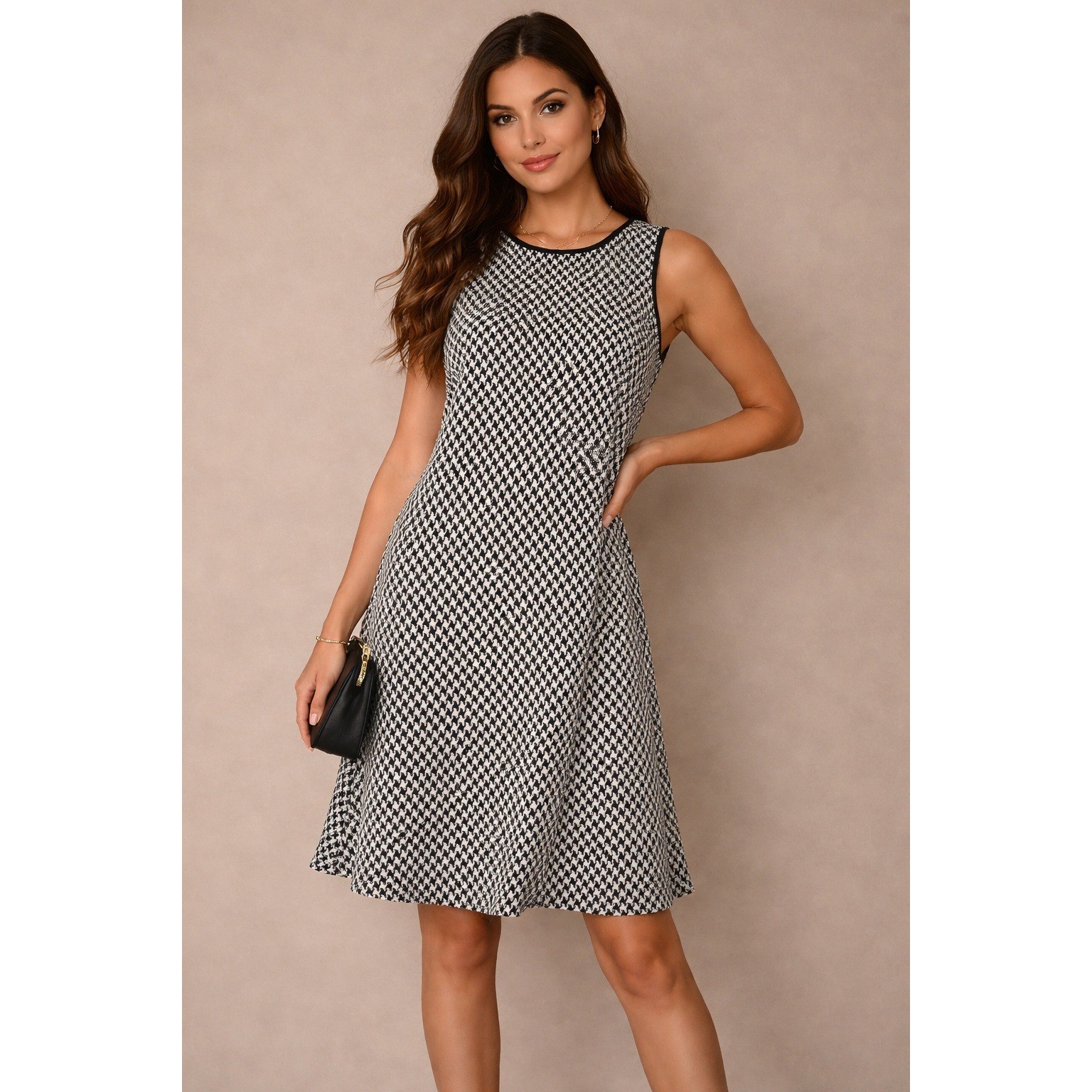 Lauren Ralph Lauren Houndstooth Shift Dress Classic Preppy Minimalist Size 16