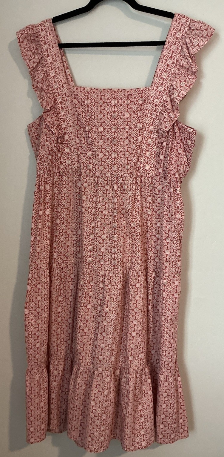 Beach Lunch Lounge Alicia Midi Dress Open Back With Tie Detail Boho Blush XL