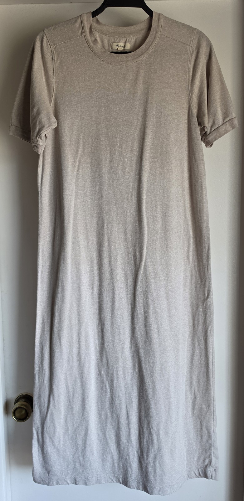 Madewell T-Shirt Dress Size S Beige Solid Crew Neck Casual Maxi Sundress