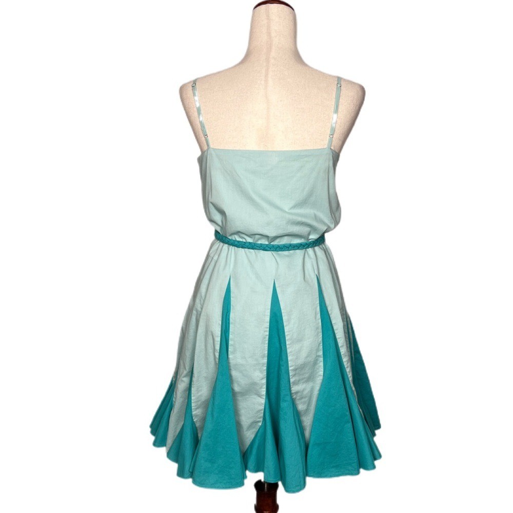 RHODE Women’s Size M Eggshell Blue Sleeveless Rope Tie Belt Pleated Mini Dress