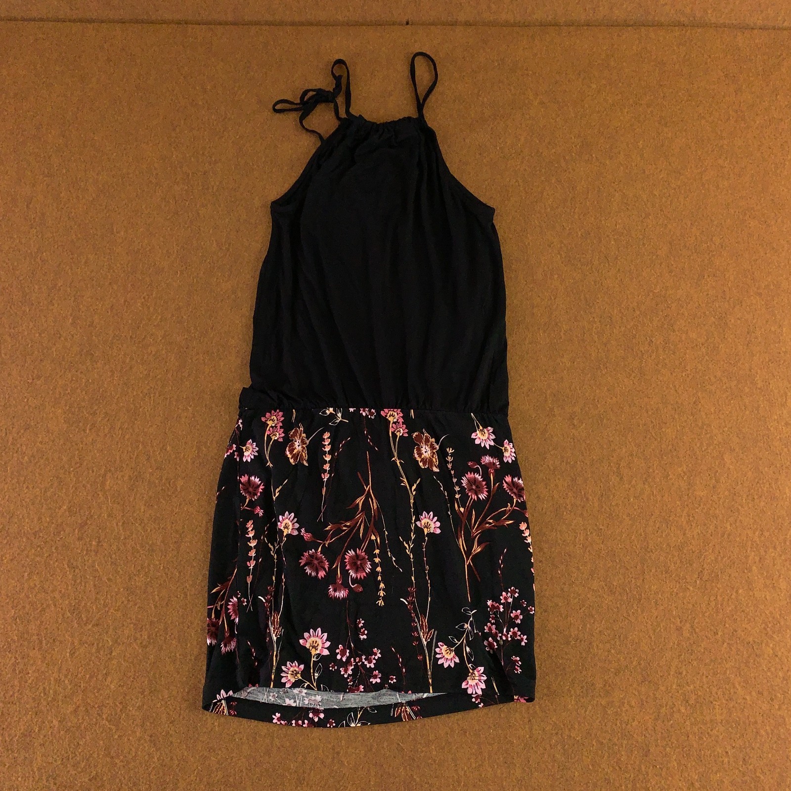 Lascana Womens Size 34 (US 2) Black Floral Print 2-in-1 Sleeveless Sundress NWT