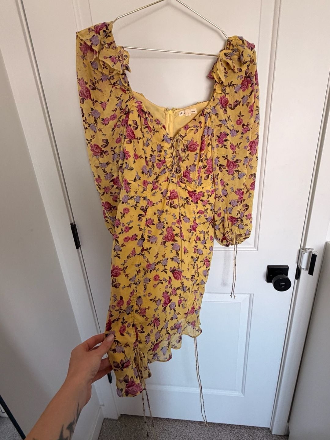 For Love & Lemons Beaumont Cinched Ruffle Mini Dress