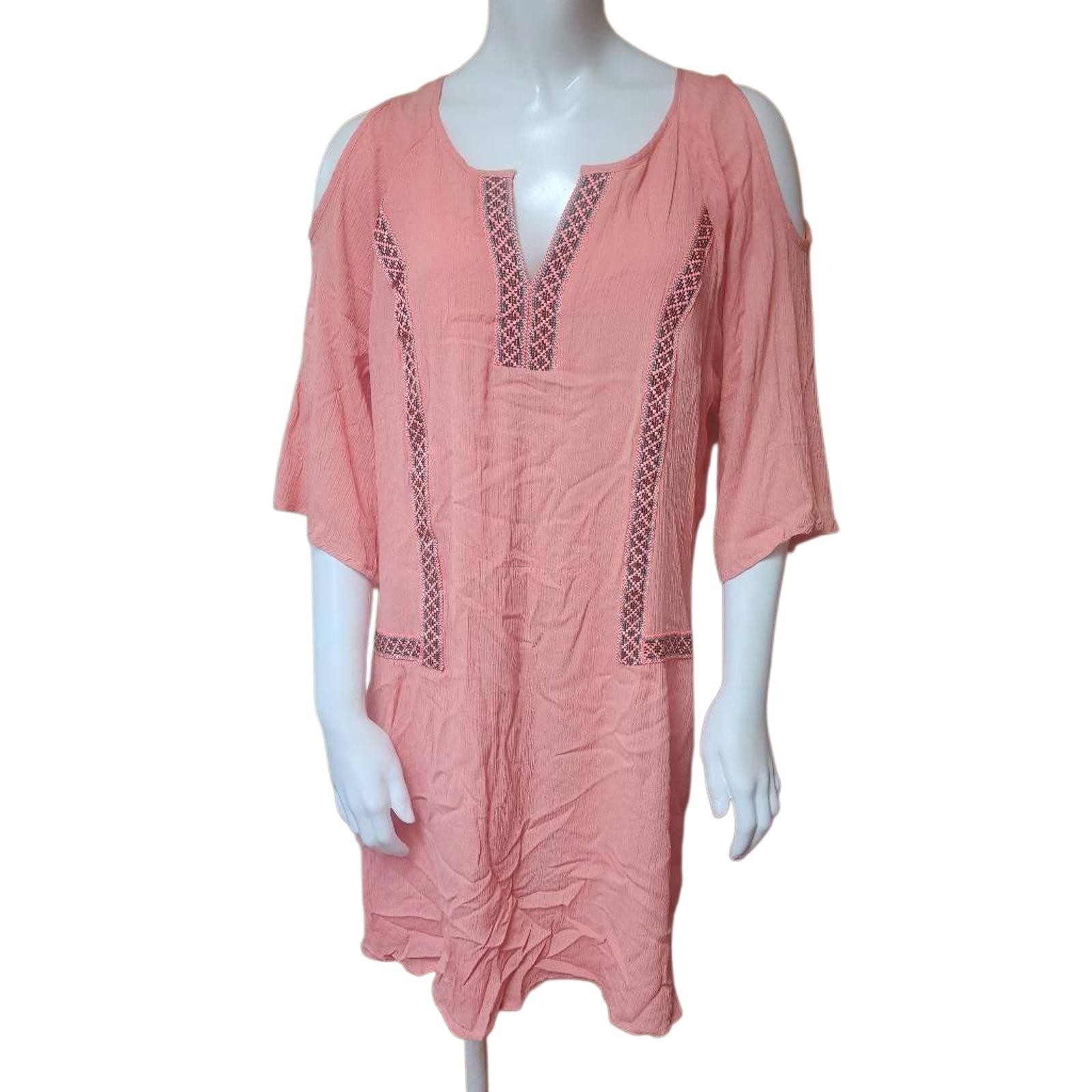 NWT White Mark Stylish Coral Cold Shoulder Tunic Dress (XL)