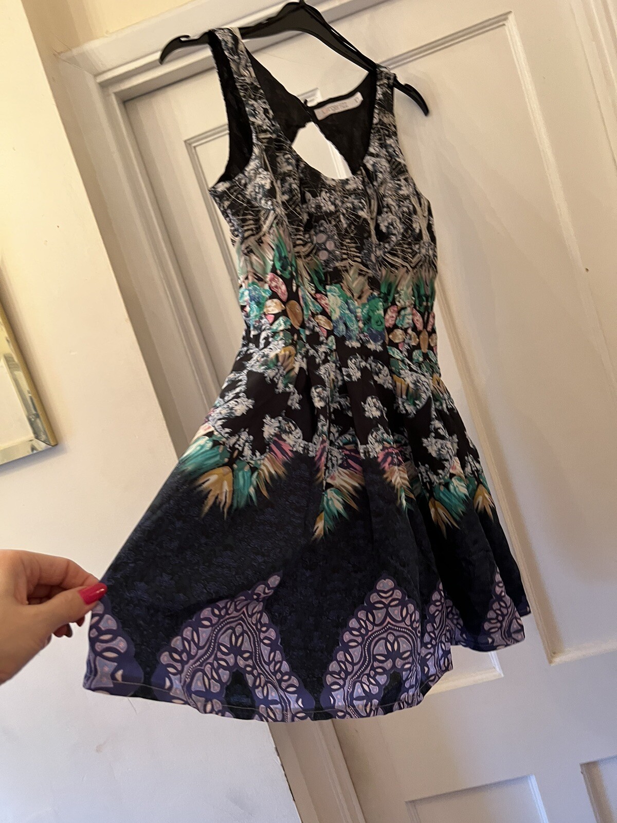 New Ginger Fizz Multicoloured Open Back Sleeveless Dress,UK 10
