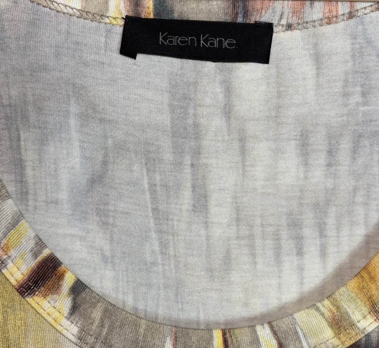 Karen Kane Abstract Printed Multicolor Dress Size XL Short Sleeves Scoop Neck