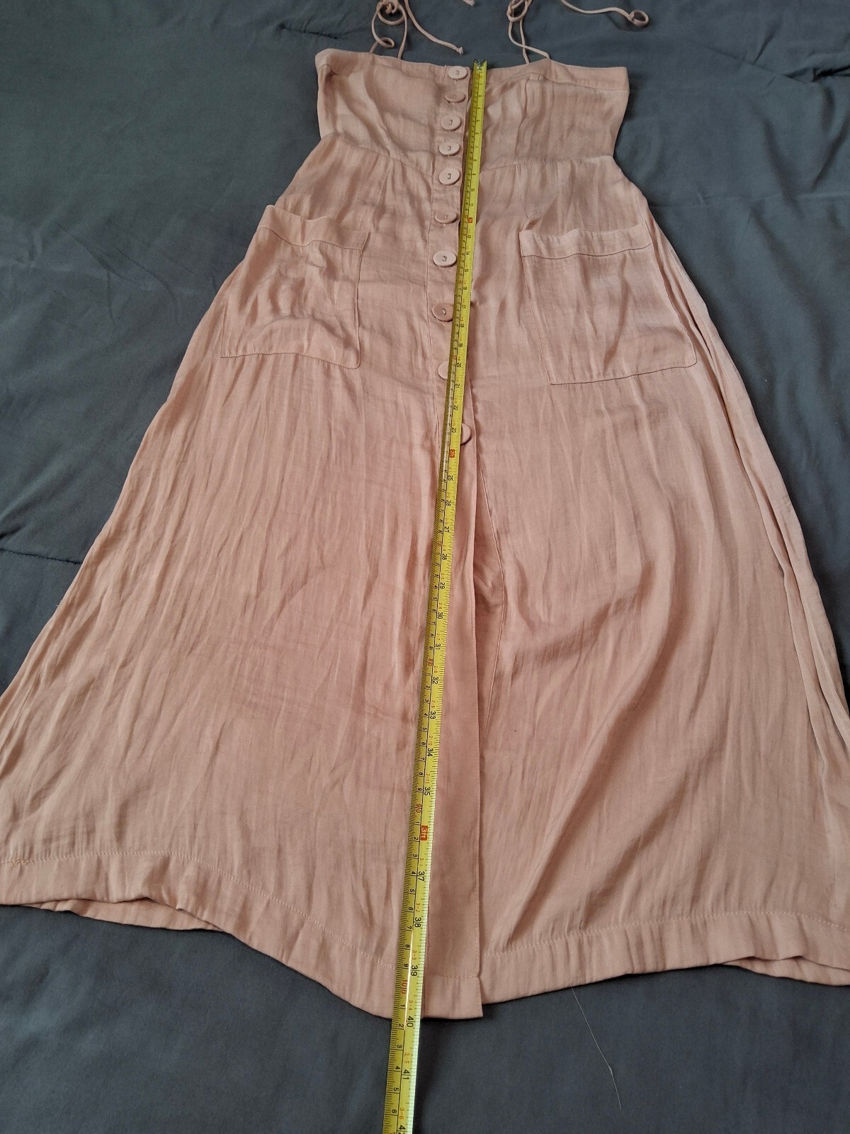 Blush Satin Tie Strap Wide Leg Jumpsuit Urban Outfitters S