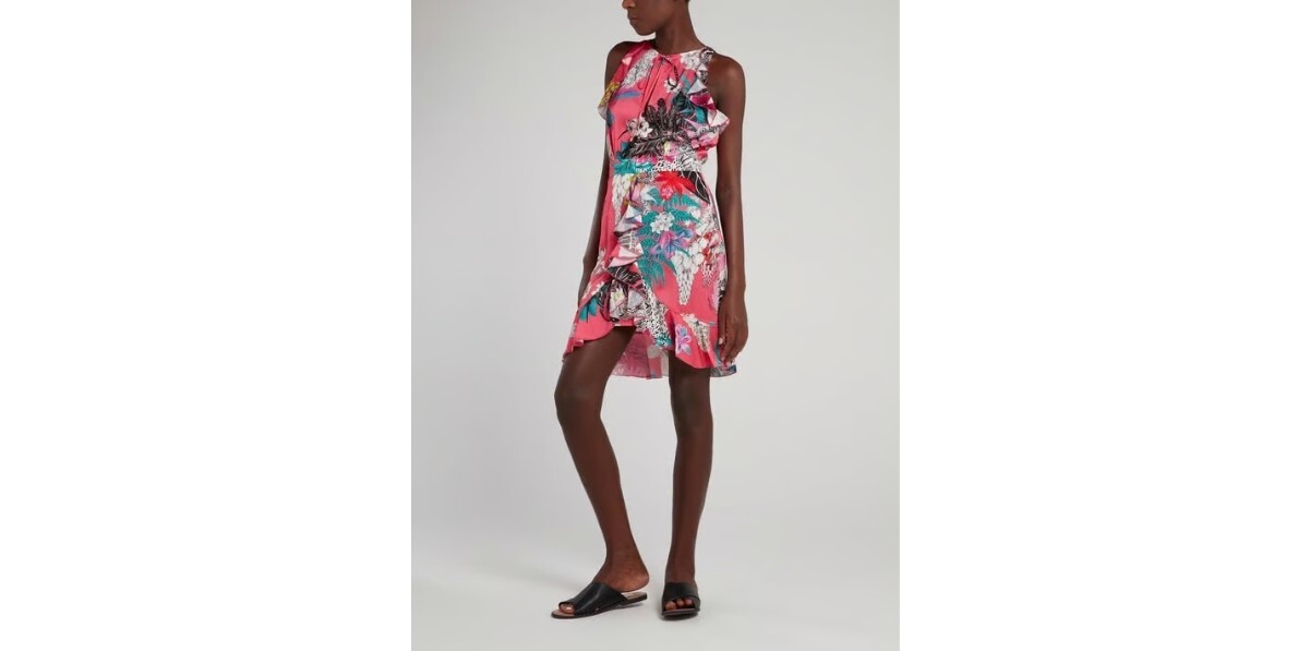 JUST CAVALLI PINK FRILL EDGE MINI DRESS Size 42 in great condition